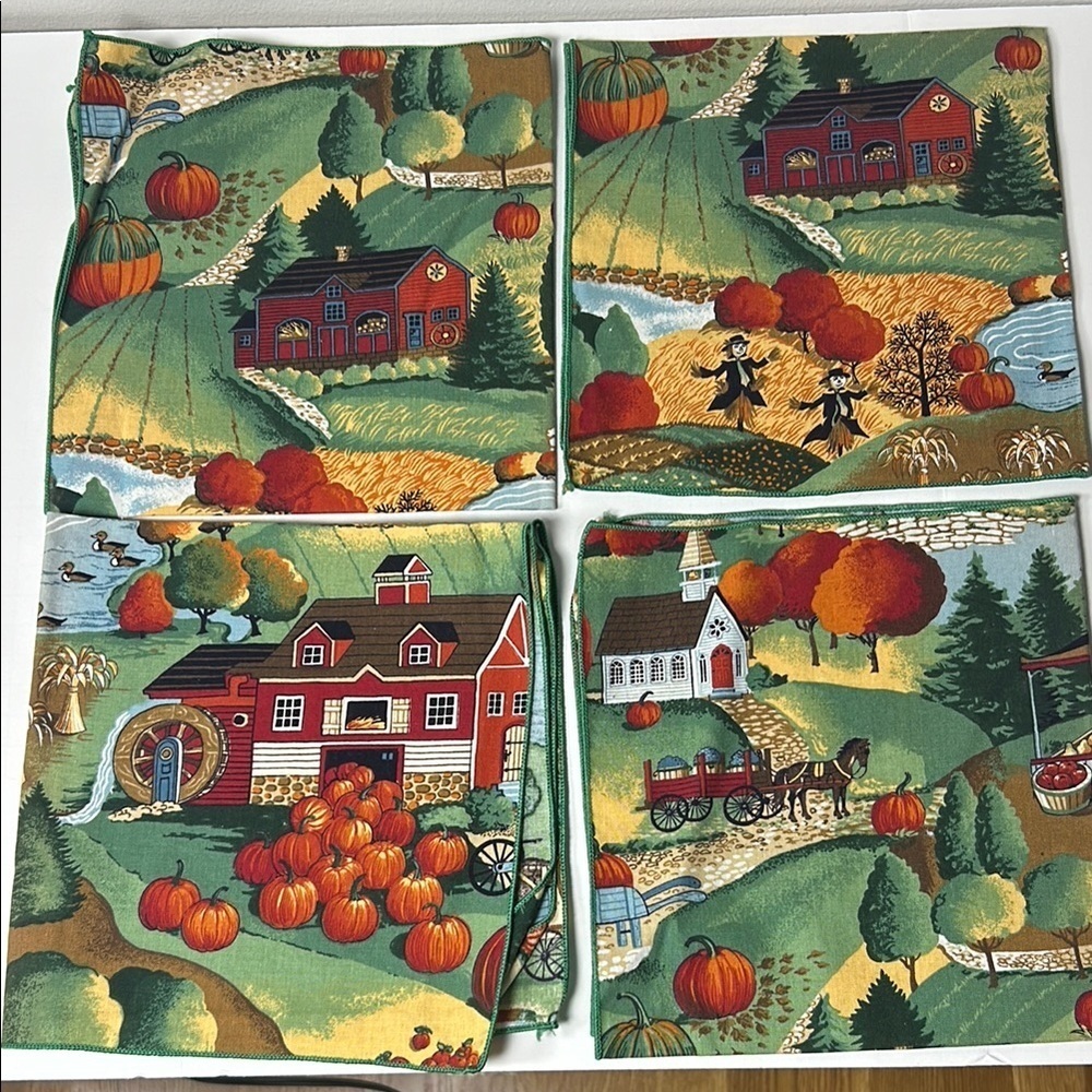 Autumn Farmhouse Themed Napkins Set of 4
